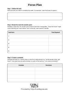 ADHD Focus Plan Worksheet