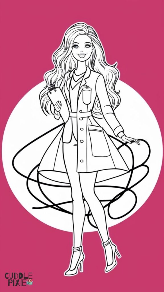 Professional doctor Barbie Coloring Pages