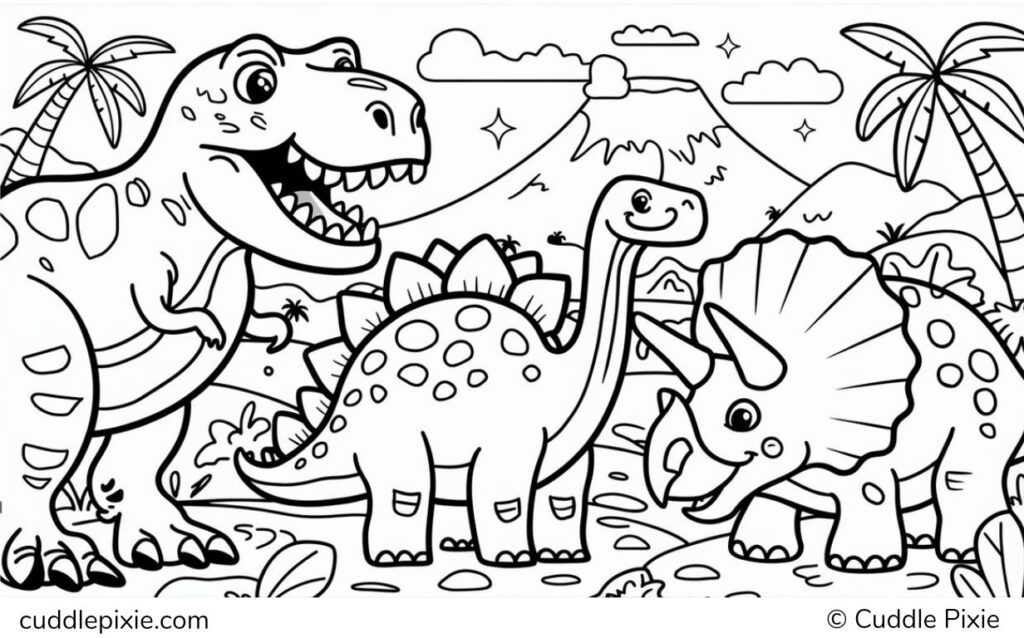 Classic Dinosaurs colouring pages 