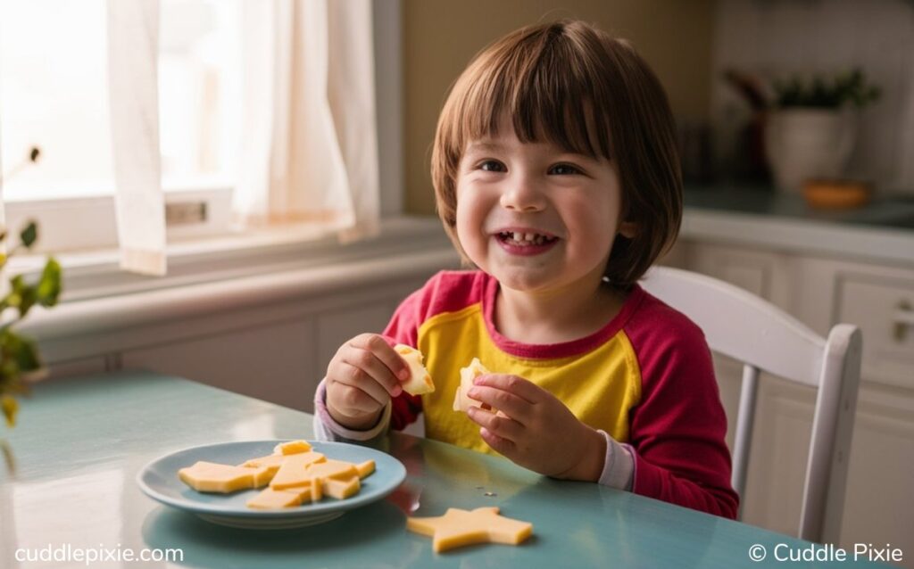 Boy eating Muenster Cheese