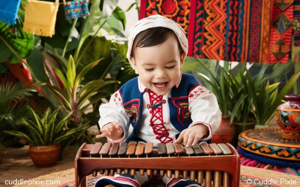 Traditional Honduran Baby playing