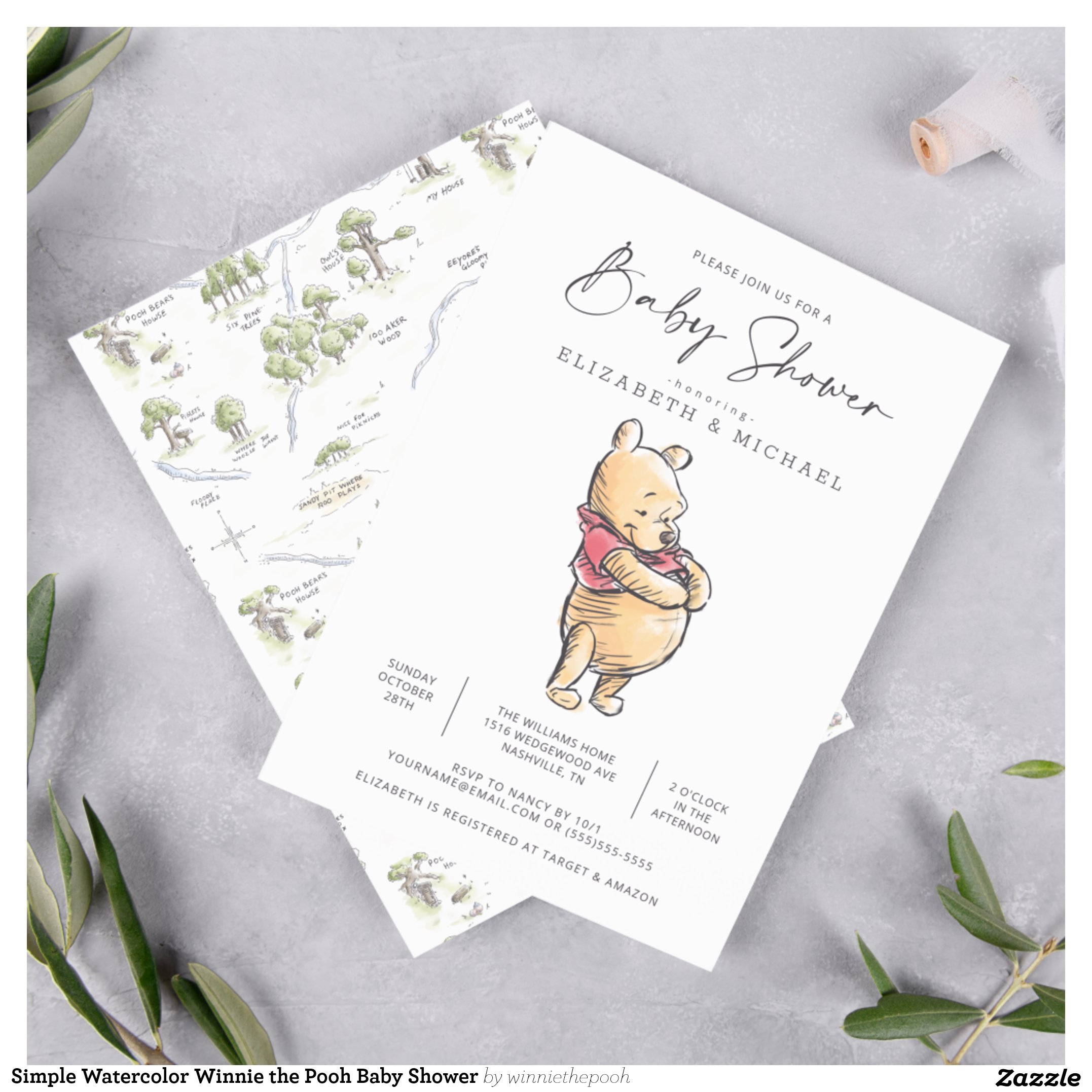 Charming Winnie the Pooh Baby Shower Invitations