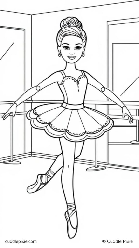 Barbie doll ballerina colour pages