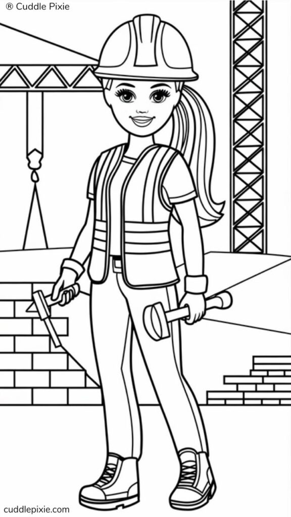 Construction worker colouring sheet