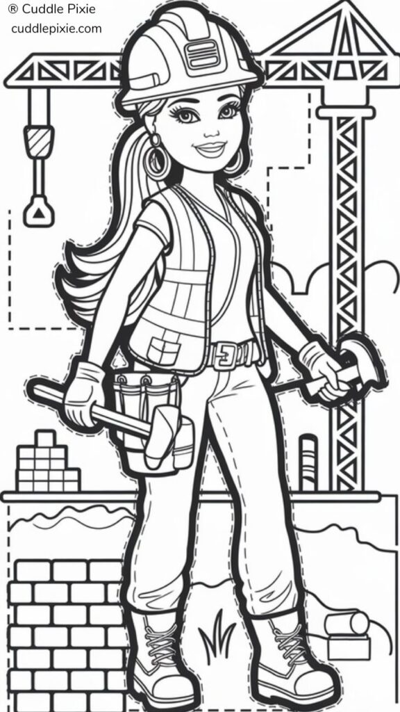 Construction worker colouring worksheet