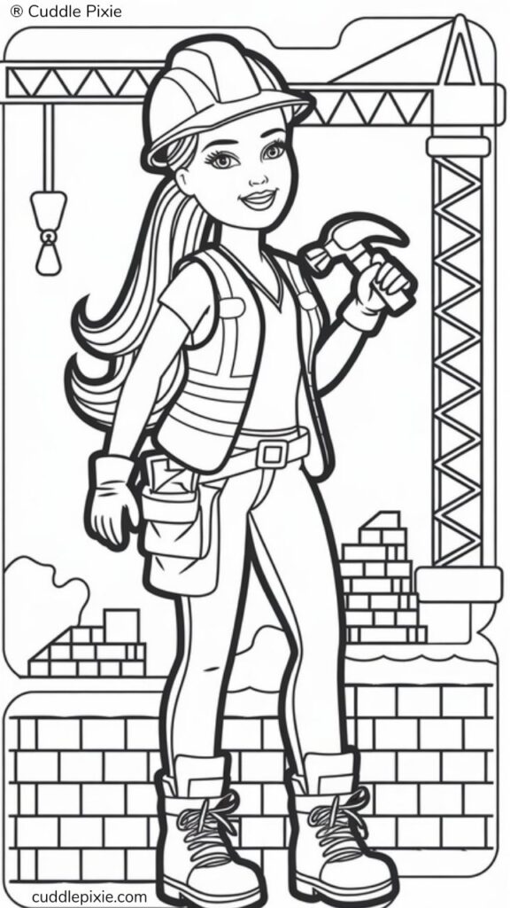 Construction worker colouring page