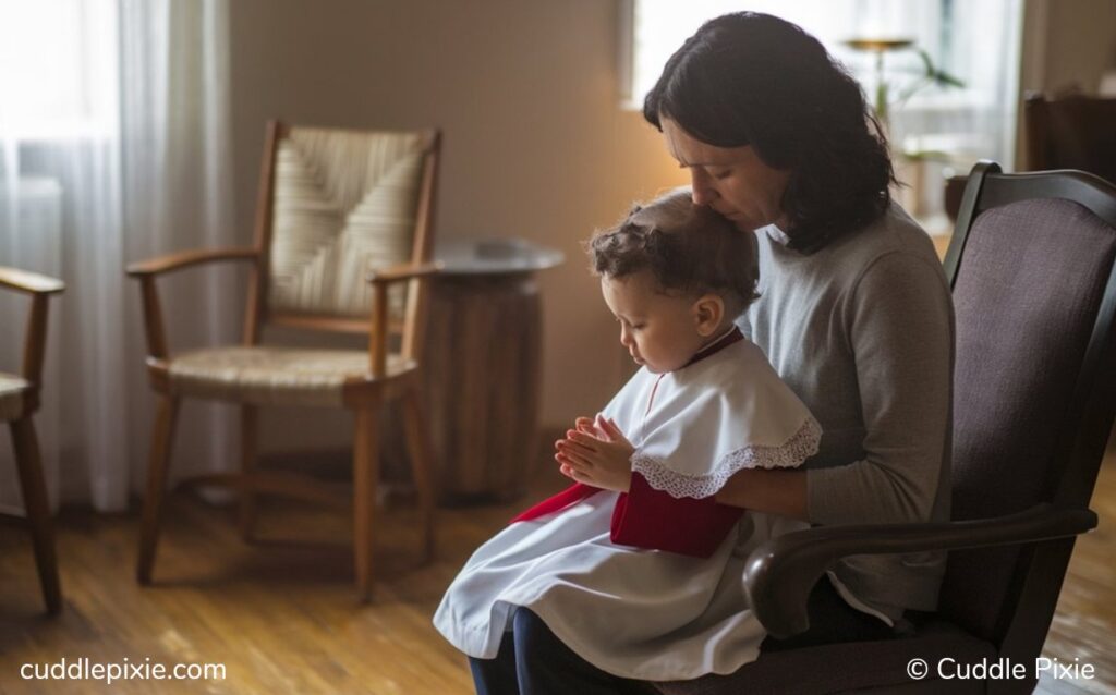 Mother and child praying