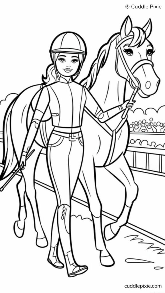 Horse Jockey colouring page Barbie