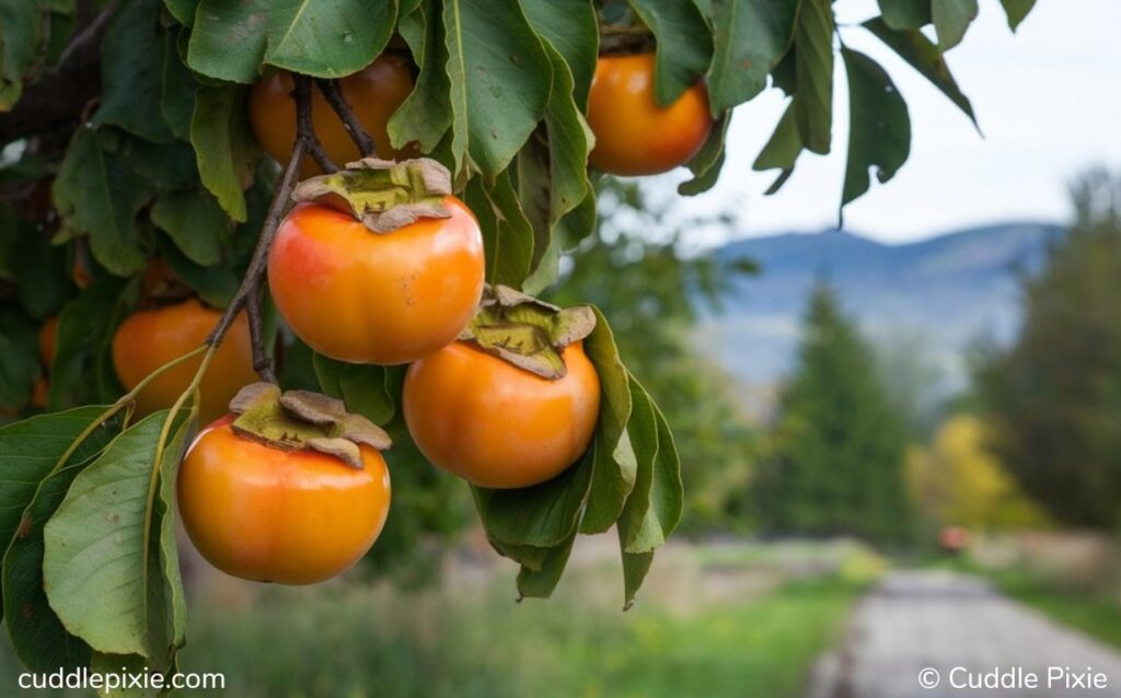 Persimmons on tree