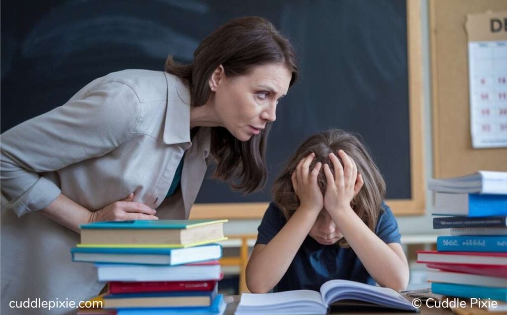 Mother forcing kid to study harder