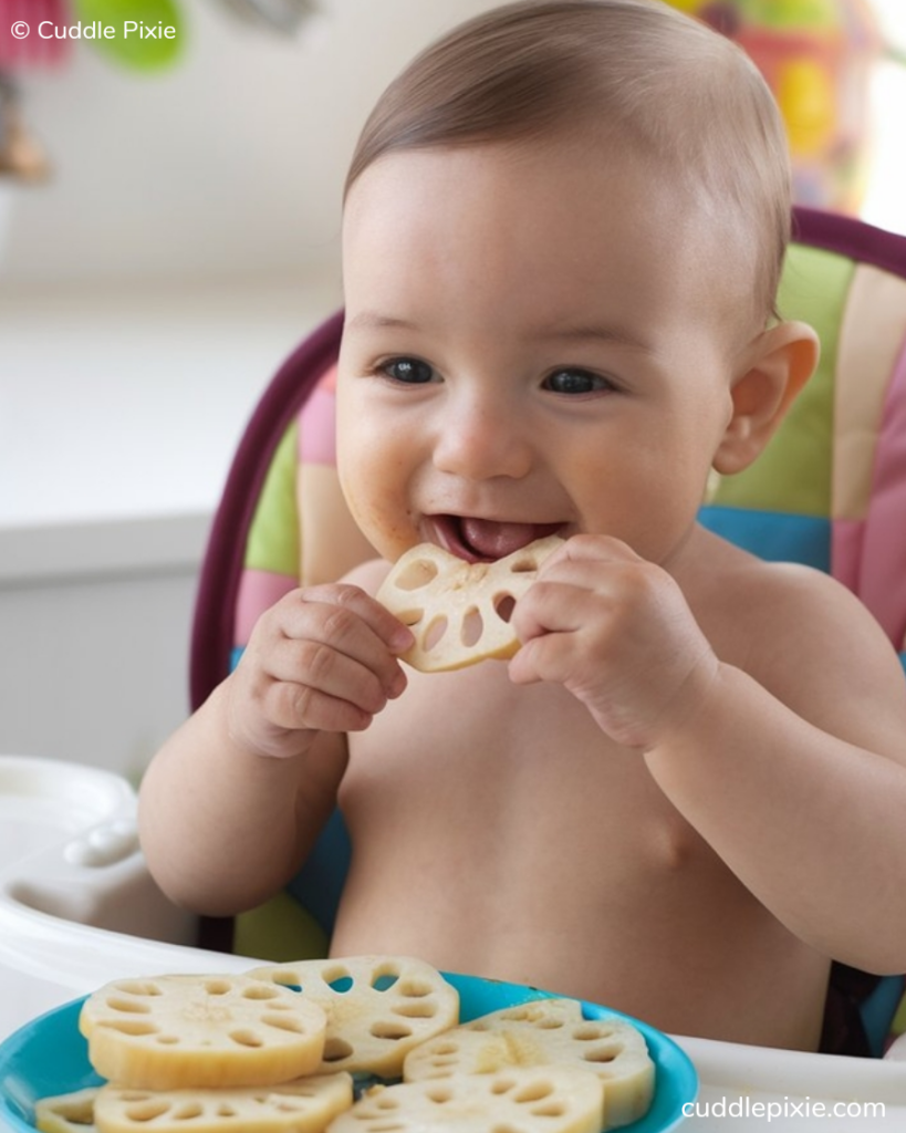 Baby eat lotus root