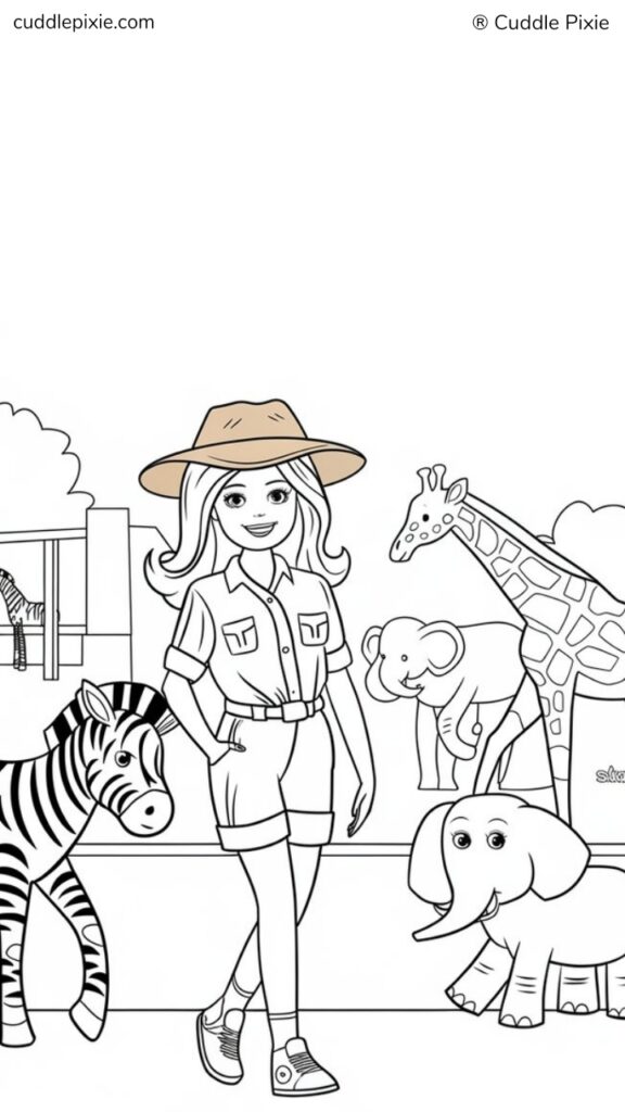 Free Zookeeper Barbie Coloring worksheet