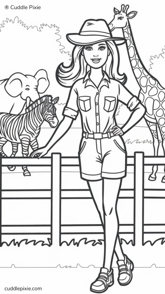 Zookeeper Barbie Coloring Pages for kids